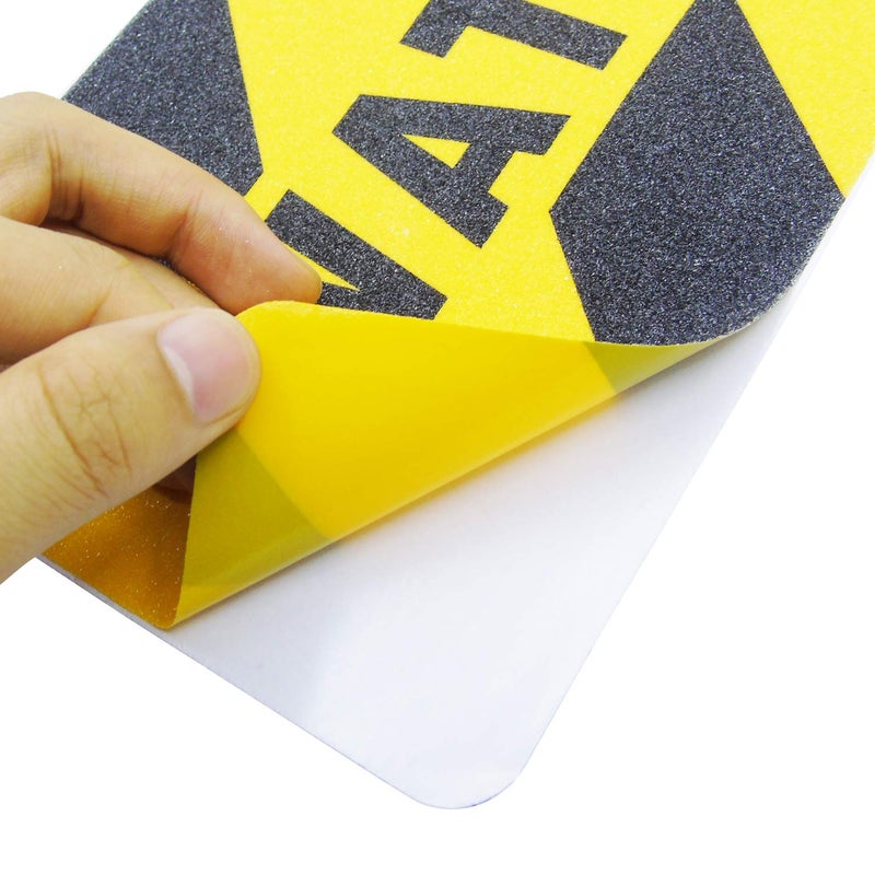 Grosun 5 Pieces Watch Your Step Warning Sticker Adhesive Tape Anti Slip Abrasive Tape for Workplace Safety Wet Floor Caution, 6 by 24 Inches (Black and Yellow) - Image 5